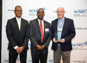 L-R: Kenny Flowers, NC Department of Commerce Assistant Secretary; Phil Mintz, Executive Director Industry Expansion Solutions and North Carolina Manufacturing Extension Partnership; Bryan Peterson, Altec-Industries Human Resources Manager
