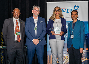 L-R: Phil Mintz, Executive Director Industry Expansion Solutions and North Carolina Manufacturing Extension Partnership; Tom McHouell, President, The Polymers Center; Tomorrow Betts, Human Resources Manager; Kuman Ketchumanan, Quality Manager