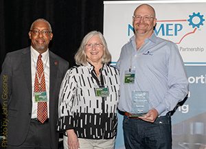 L-R: Phil Mintz, Executive Director Industry Expansion Solutions and North Carolina Manufacturing Extension Partnership; Kathy Alexander, Compliance Officer, Manufacturing Solutions Center; Michael Ratigan, CEO