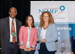 L-R: Phil Mintz, Executive Director Industry Expansion Solutions and North Carolina Manufacturing Extension Partnership; Lauren Dudley, Regional Director of Customized Training-Northeast Region, North Carolina Community College System; Courtney Silver, President